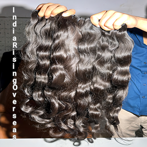 Extensions de cheveux humains vierges Remy indiennes à ondulation naturelle, double trame machine, 100g, brutes non traitées, compatibles permanente et toutes couleurs - Product Image 1