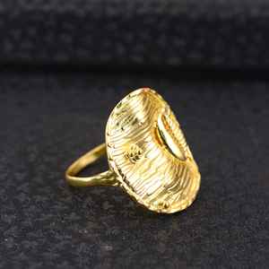 925 Sterling <b>Silver</b> Hammered Texture Finger Band Design Signet Rings Rings 18k Gold Plated - Product Image 2