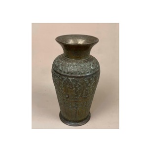 Urnes de jardin en métal de finition rustique vintage dorée Pot de fleur avec poignée et piédestal pour jardin extérieur Pot de plantes en métal décoratif - Product Image 4