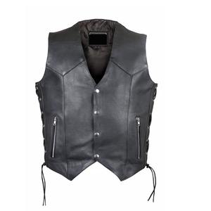 Customizable Men's Cowhide Genuine Leather Motorcycle Vest a Grade Waterproof Motorbike <b>Waistcoat</b> Promotional Biker Leather - Product Image 2