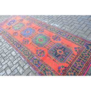 พรมขนาด 4.4x11.7 ฟุต, พรมวินเทจตุรกี, พรมสีแดงสไตล์ตะวันตกเฉียงใต้ - Product Image 4