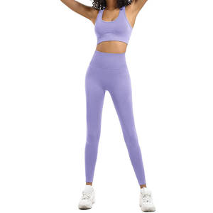 Ladies High Waist Sleeveless 2-Piece Gym & Fitness Yoga Set OEM Service Cheap Price Summer Workout Wear with Front Logo - Product Image 4