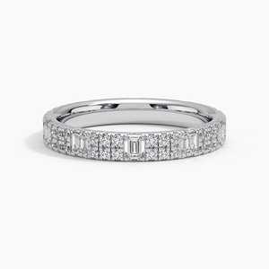 Anillo de Compromiso de Oro Amarillo de 14k con Diamantes Cultivados en Laboratorio, Corte Redondo y Esmeralda, Engaste Pavé, Anillo de Eternidad, Gran Oferta - Product Image 2