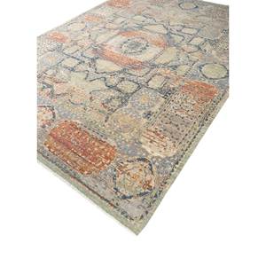 พรมขนสัตว์ถักมือ Gulnar Classic Blue ลายเหรียญรูปสี่เหลี่ยมผืนผ้า ขนาด 9x12 ฟุต สำหรับห้องนั่งเล่น ห้องนอน หรือทางเดิน ทำด้วยมือ - Product Image 2