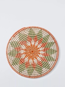 Napperon rond en jonc de mer tissé floral Orange vert produits écologiques fabriqués au Vietnam décoration de table en gros - Product Image 5