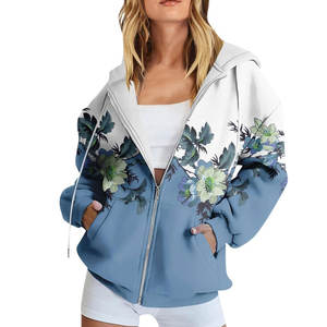 2025 nuevas sudaderas con capucha de algodón y poliéster para mujer, sudaderas con cremallera de secado rápido para mujer, sudaderas con capucha y cremallera de manga larga para mujer - Product Image 3