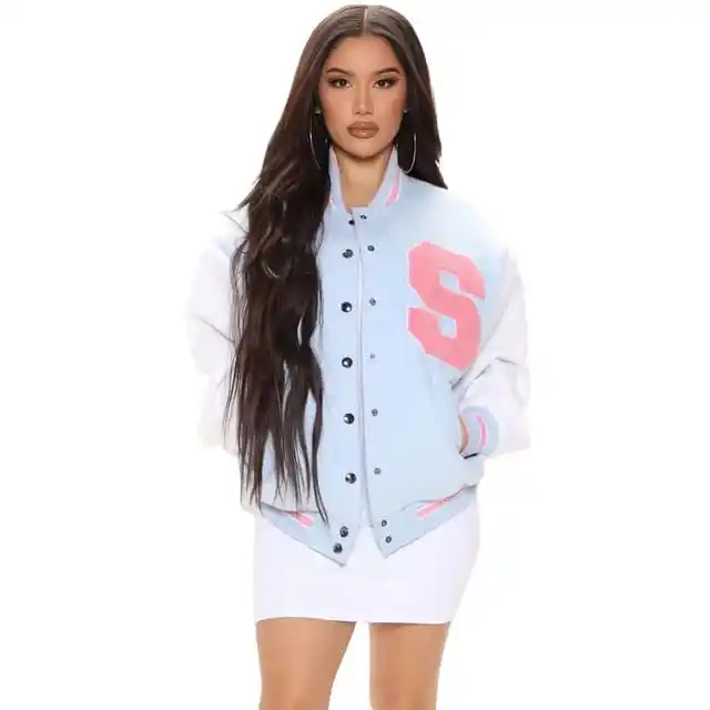 Hot Selling Ladies Varsity jackets Plus Size Patch Work Wholesale Stylish Baseball Jackets For Women's with Custom Design