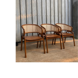 Chaise de salle à manger en teck massif de qualité durable, style minimaliste, empilable, avec accoudoirs, pour usage intérieur et extérieur - Product Image 3