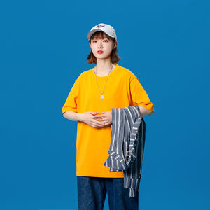 เสื้อยืดผ้าฝ้าย100% สำหรับผู้ชายเสื้อยืดพิมพ์โลโก้แบบธรรมดาสีทึบแบบกำหนดเองสำหรับผู้ชาย - Product Image 4