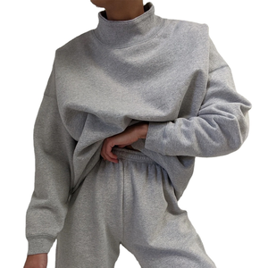 Manufacturers Custom Autumn Winter Plus Size Solid Color Women Mockneck Casual Warmth Sweatshirt with Front Logo Eco-Friendly - Product Image 1
