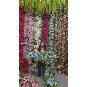 Artificial Flower Factory Radiant Rose & Orchid Vibrant Magenta & <b>Blush</b> Cream Channel Panel Tropical Bloom & Bamboo Spire - Product Image 1