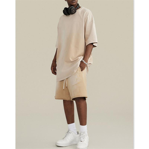 Hot Fashion <b>Acid</b> Wash Short Selves <b>Drop</b> Shoulder Casual Wear Sets for Men 2025 hoodie short Sun faded Tracksuits for men's - Product Image 1