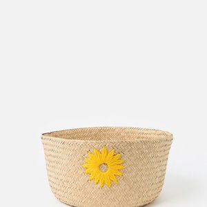 Cesta de algas marinas tejidas bordadas para el hogar, cesta de almacenamiento de algas marinas hecha a mano con bordado para sala de estar - Product Image 3