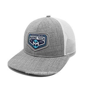 Logotipo personalizado gris jaspeado gorras de camionero malla blanca transpirable gorra de ciclismo al aire libre de moda para invierno informal - Product Image 1