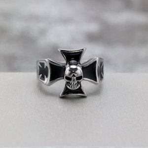 Yunnique – bagues en acier titane pour hommes, style vintage, croix, crâne, personnalisées, sans rouille, incrustées, hypoallergéniques, cadeau - Product Image 3