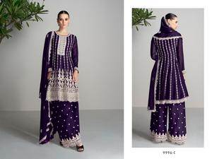 Costume pakistanais en soie organza lourde de haute qualité avec séquence de broderie pour vêtements de fête fourni par le fabricant indien - Product Image 3