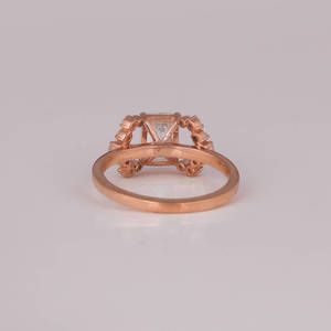 Emerald Cut Lab Grown Diamond Ring 14KT Rose Gold Plated Trendy New Style Engagement & Wedding Ring Gift for Women - Product Image 4