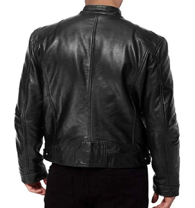 <b>Men's</b> Stylish Cow Skin Leather <b>Jacket</b> Comfortable <b>Canvas</b> Top High Street Fashion Stand Collar Winter OEM <b>jacket</b> for <b>men</b> - Product Image 2
