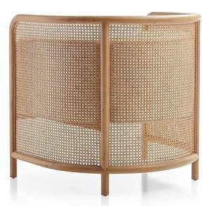 Fauteuil lounge moderne Mirana en teck massif de qualité supérieure avec structure en rotin tressé et mousse tissée pour l'intérieur et l'extérieur. - Product Image 6