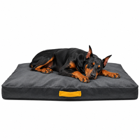 Matelas pour chien rectangulaire en tissu texturé gris foncé Yangyangpet avec poignée de transport