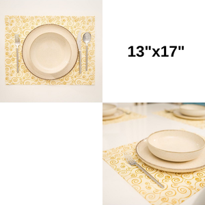 1 Piece 100% Cotton Yellow <b>Placemat</b> with Ring Pattern Decorative <b>Table</b> Mat 35x45cm Durable Elegant <b>Dining</b> <b>Table</b> Accessories - Product Image 5