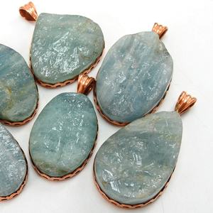 Colgante de cobre druso en bruto Natural aguamarina con ajuste de bisel regalo de joyería de moda para ella suministros de mayorista de un tipo - Product Image 1