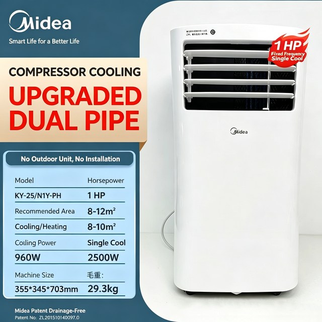 Midea Inverter Dual Hose Portable Air Conditioner KYR-35/BP3N8Y-PT, 1.5HP Cooling & Heating, No Installation for Camping