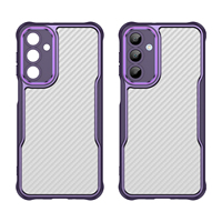 Coque arrière universelle semi-transparente brossée au design sportif en fibre de carbone, magnétique, antichoc, en TPU+PC rigide avec protection d'objectif métallique