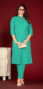 ชุดคุर्ติสำเร็จรูปพร้อมงานปักลักนาวีเต็มตัว ผ้าไหมเรยอนแท้ สำหรับขายส่ง - Product Image 6