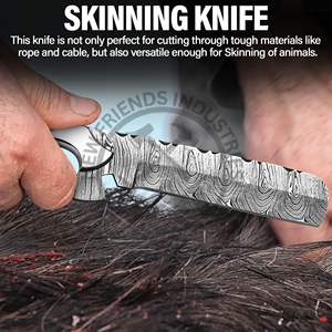 Couteau de coupe-taureau damassé fait à la main de 8 pouces, fourreau en cuir, couteau à os EDC, pour Cowboy occidental, écorçage, camping, extérieur - Product Image 5