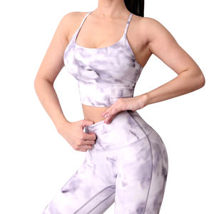 Conception et impression personnalisées Ensemble soutien-gorge et pantalon de yoga teinture par cravate et séchage rapide impression par sublimation confortable pour femmes - Product Image 1