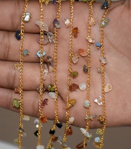 Chaîne de perles multicolores plaquées or, non taillées, en forme de grappe, pour la fabrication de bijoux - Product Image 3