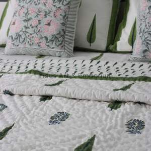 Hermoso edredón indio hecho a mano Jaipuri bloque de mano impreso Reversible Razai algodón gasa edredón hecho a mano - Product Image 2