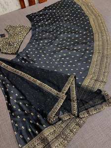 Georgette lehenga choli สีดำดีไซเนอร์สีดำแบบดั้งเดิมอินเดียกับลูกไม้ทำงาน dupatta - Product Image 2