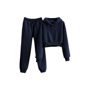 Ensemble de survêtement deux pièces à capuche pour femme, imprimé et orné de strass, respirant, 100 % coton, style urbain personnalisé, prix le plus vendu - Product Image 5