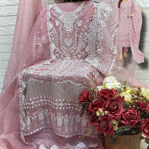 Shalwar Kameez Pakistaní Qunoot Más Demandado, Bordado en Organza, Parte Inferior de Santoon, Dupatta Pesada, Diseño Étnico, Envío Rápido - Product Image 1