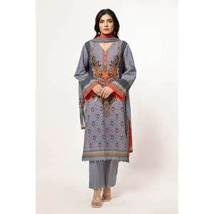 Ensemble de costume en tissu imprimé non cousu gris pour femmes, 3 pièces - Product Image 1