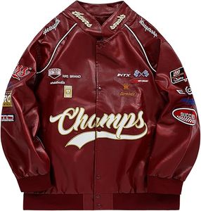 Chaqueta de Cuero Sintético, Chaqueta de Motociclista de Carreras Extra Grande, Abrigos de Moto, Chaqueta de Moda Urbana Unisex - Product Image 2