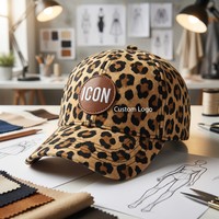 Casquette de baseball personnalisée imprimé léopard en coton Oxford premium, style vintage coloré, délavée, souple et non structurée, vente en gros