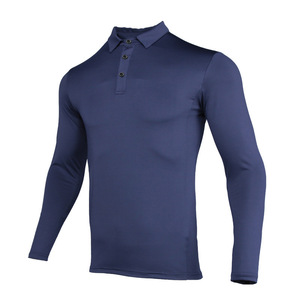 Elástico de manga larga deportes gimnasio desgaste Logo secado rápido Atlético hombres apretado liso compresión Polo camiseta para hombres DDP envío - Product Image 4