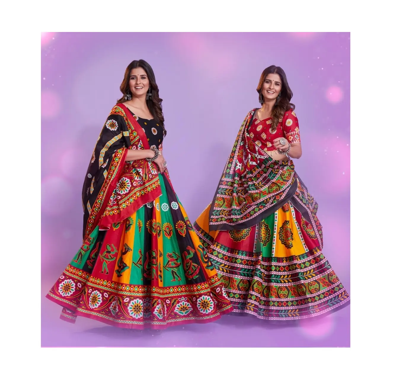 Nieuwe Exclusieve Festivalkleding Handblok Bedrukte Navratri-Collectie Chaniya Choli Voor Festivalkleding Tegen Exportprijs