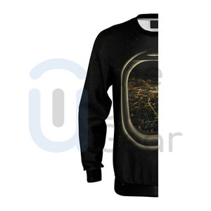 Sudadera de calidad superior, camiseta negra de gran tamaño de lana de algodón pesado, jersey de manga larga, impresión personalizada, proveedor OEM - Product Image 3