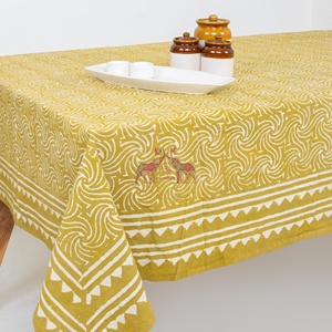 Latest Indian Dabu Striped Block Print Cotton <b>Tablecloth</b> Table Cloth for Dinning Table Beautiful Printed Dinner Table Decor - Product Image 4
