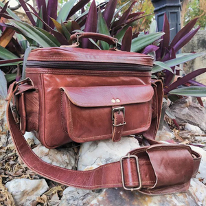 กระเป๋าหนังสไตล์วินเทจสำหรับผู้หญิงกระเป๋าใส่เอกสารกล้อง DSLR มีกระดุมตกแต่งลายปัก - Product Image 1