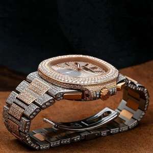 Reloj Redondo de Moissanita Unisex. Reloj de Acero Inoxidable de Lujo Estilo Hip-Hop con Esfera de Cristal Analógica de Alta Calidad - Product Image 4