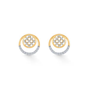 Florette Arc 14k Rose Gold Heart Stud <b>Earrings</b> with <b>Moissanite</b> or Zircon - Product Image 2