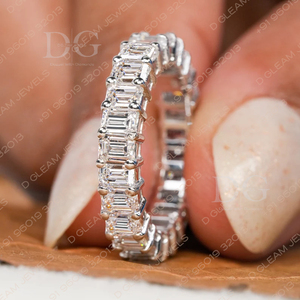 IGI Certified 3 CT Moissanite Asscher Cut Full Eternity Band 3.75 Each Wedding <b>Bridal</b> Stackable Matching Band Ethnic Party - Product Image 3