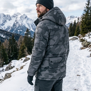 <b>Men</b> <b>Padded</b> <b>Jacket</b> <b>Hooded</b> Quilted Warm Multi Pocket Zip Up Winter Outdoor <b>Jacket</b> OEM ODM Wholesale - Product Image 4