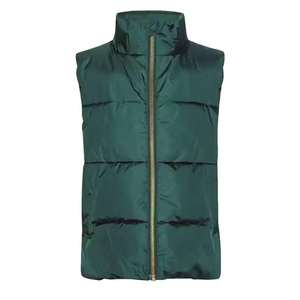 Chaqueta acolchada de color negro sólido de alta calidad OEM para hombre, chaleco acolchado con cremallera y cuello levantado de tela de poliéster personalizado - Product Image 1