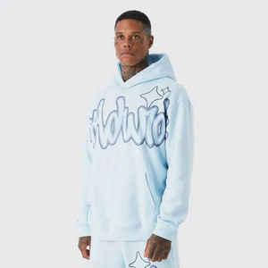 Personalizado de alta calidad Jogger chándal hombres peso pesado estilo callejero Hip Hop pantalones de chándal de gran tamaño y Sudadera con capucha conjunto sudaderas con capucha hombres - Product Image 2